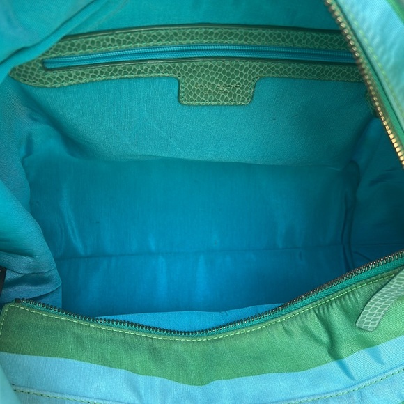 Kate Spade Green and Blue Striped Tote Bag EUC - Picture 15 of 17